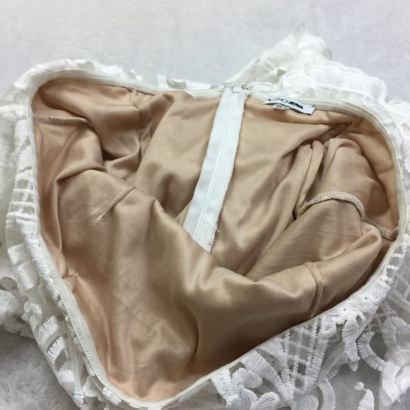 FASHION NOVA Strapless Sheath Dress XL Womans White Floral Lace Embroidered Mesh - Picture 5 of 15